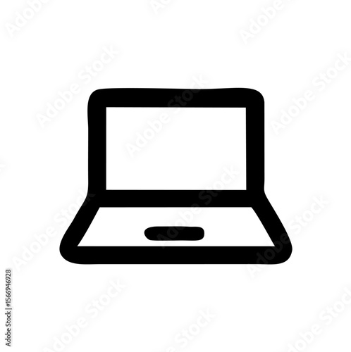 Minimalist Laptop Icon — Tech Device Symbol in Black and White, A clean black-and-white vector illustration of a laptop with a rectangular screen and touchpad — representing modern work, study, and di