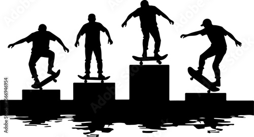 mountain skateboard, skateboarding, extreme man sport   vector bundle