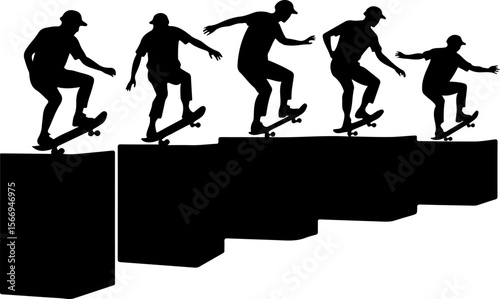 mountain skateboard, skateboarding, extreme man sport   vector bundle