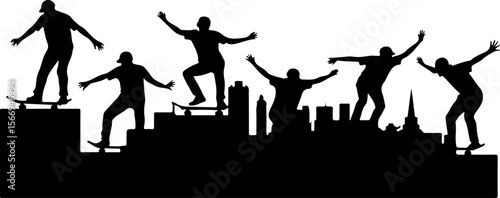 mountain skateboard, skateboarding, extreme man sport   vector bundle