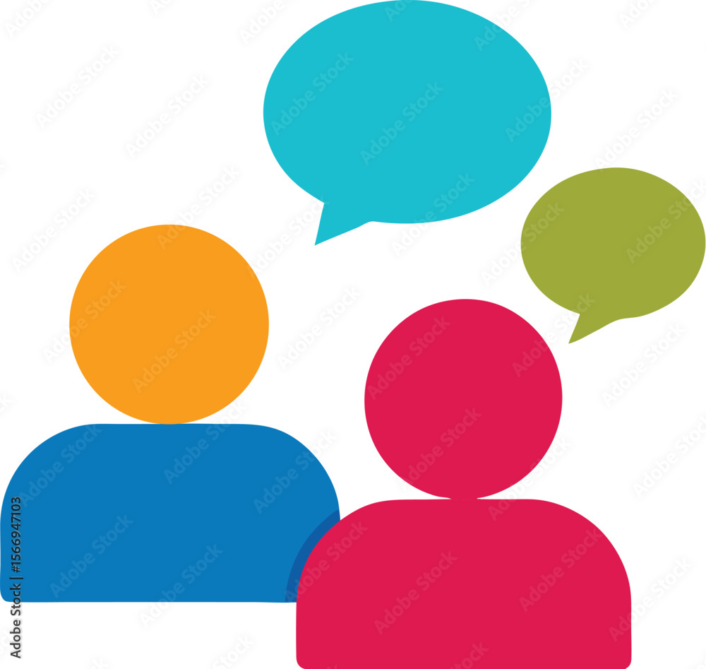 Illustration of two people in conversation representing communication and dialogue isolated on transparent background Illustration of two people in conversation representing communication and dialogue isolated on transparent background
