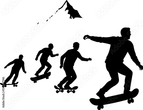 mountain skateboard, skateboarding, extreme man sport   vector bundle