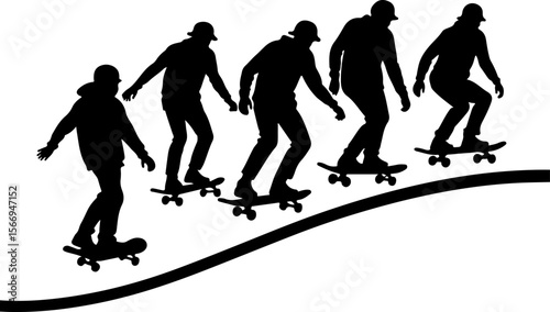 mountain skateboard, skateboarding, extreme man sport   vector bundle