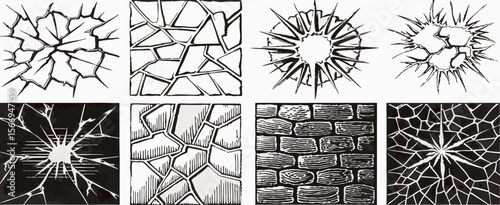 Cracked Surface Textures: Stone, Glass, & Brick Patterns