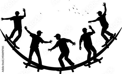 mountain skateboard, skateboarding, extreme man sport   vector bundle