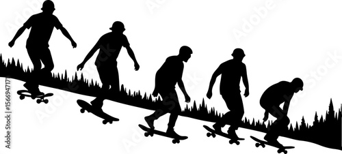 mountain skateboard, skateboarding, extreme man sport   vector bundle