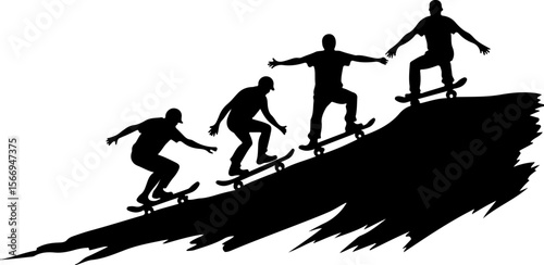skateboard, skateboarding group, team, friends,  sport, action,  fun, celebration, mountain vector bundle