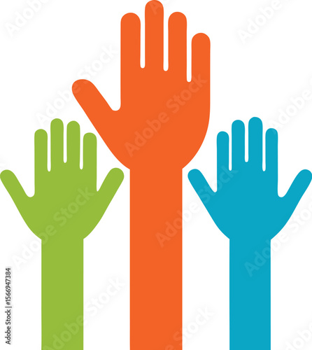 Two raised hands icon symbolizing support unity and celebration isolated on transparent background