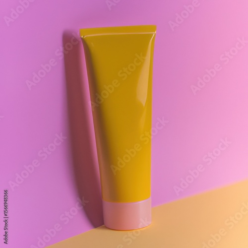 Wallpaper Mural Vibrant Yellow Cosmetic Tube on Pastel Background Torontodigital.ca