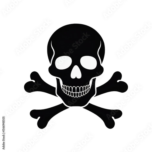 Skull and Crossbones Danger Warning - Flat Vector Illustration PNG Transparent (Hazard Symbol)