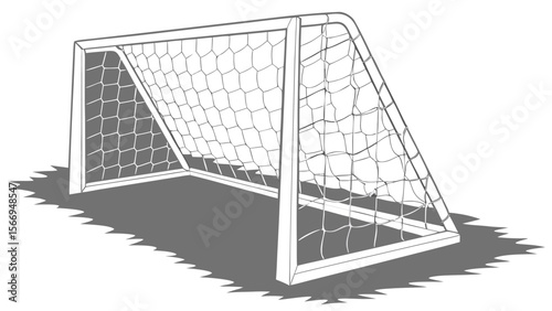 Soccer goal net vector illustration for sports equipment and game design with shadow and white background