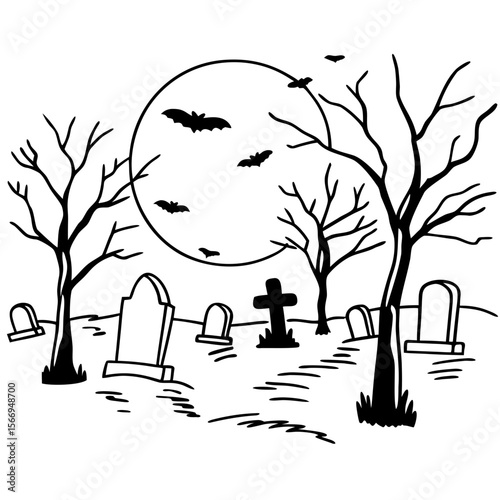 Haunted Graveyard Moon Decor