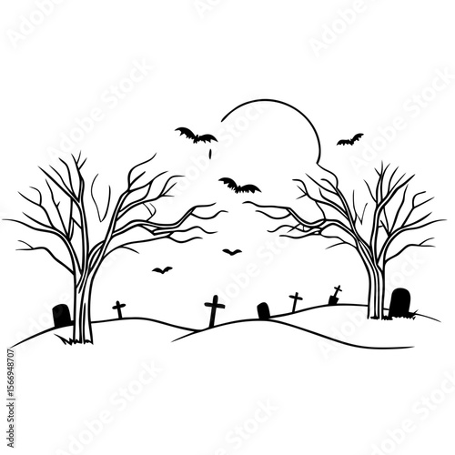 Haunted Graveyard Moon Decor
