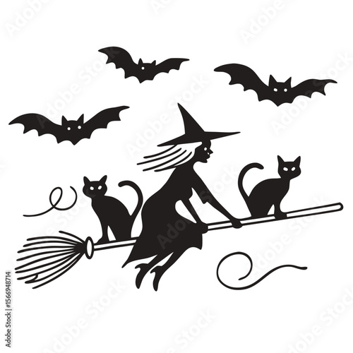 Witch Broom Halloween Flight Decor