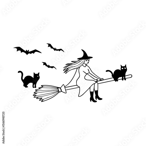 Witch Broom Halloween Flight Decor