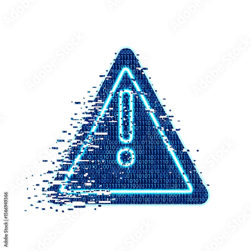 Digital data breach alert system cyber security threat warning sign error message network security on transparent background