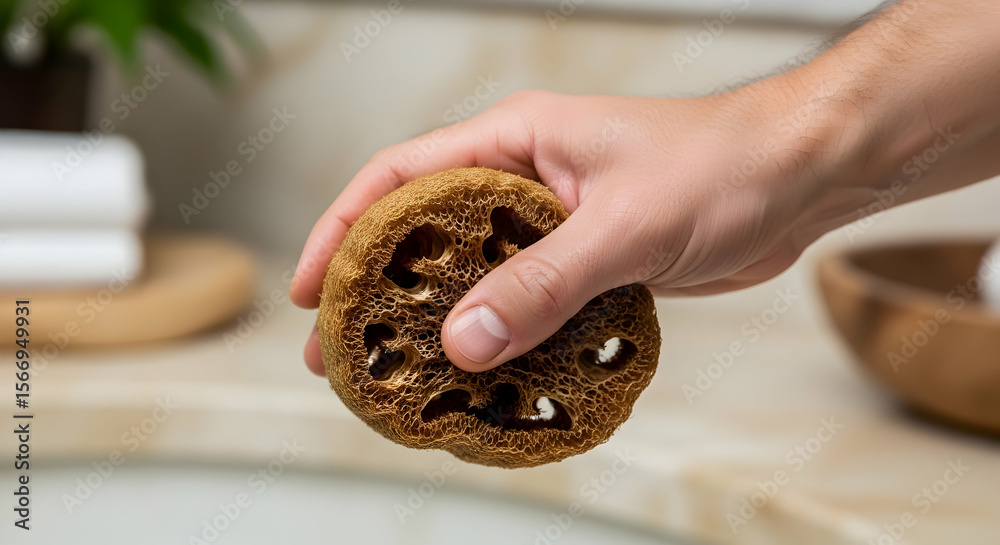 Fototapeta premium Loofah sponge in hand