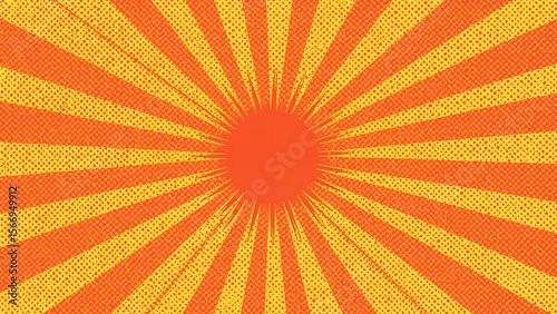 Retro Sunburst Background with Orange and Yellow Rays – Vintage Graphic Texture