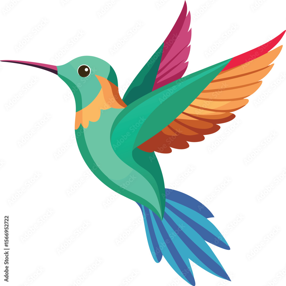 Obraz premium Hummingbird isolated on transparent background, vector illustration of an hummingbird,