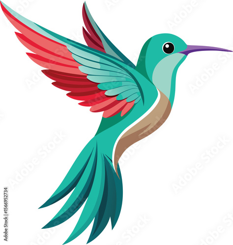 Hummingbird isolated on transparent background, vector illustration of an hummingbird, 