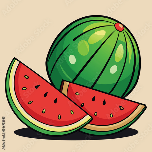 Vibrant summer watermelon vector set featuring juicy slices whole watermelons and refreshing fruit designs perfect for seasonal promotions healthy eating campaigns and summer themed graphic