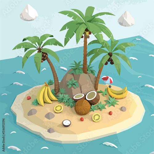 tropical island with palm tree