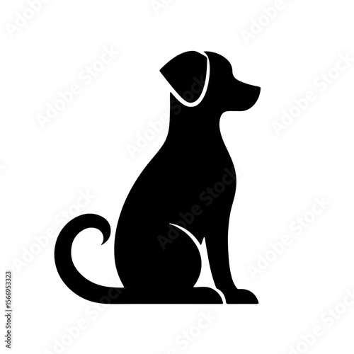 Dog Sitting with Tail Curled