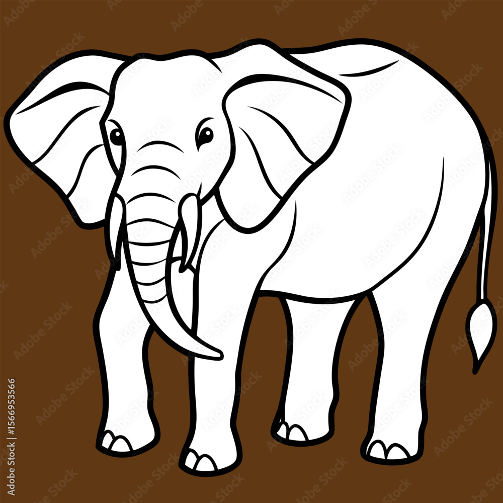 Fototapeta premium Cute simple elephant cartoon isolated