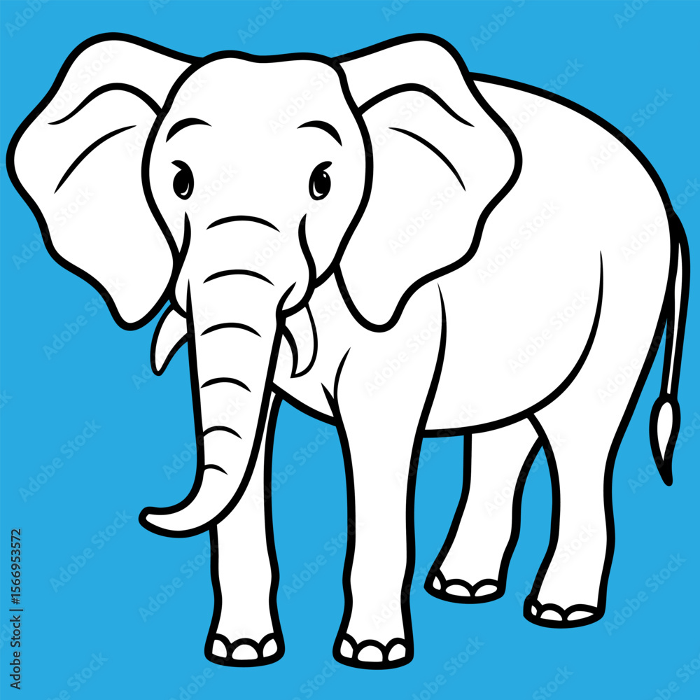 Fototapeta premium Cute simple elephant cartoon isolated 