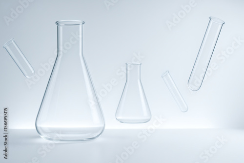 Minimalist Laboratory Glassware on White Background