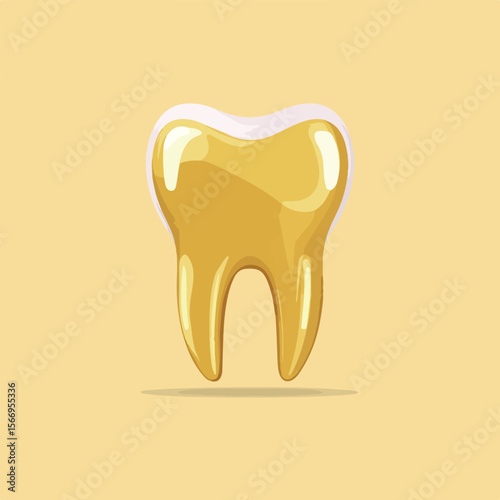 golden tooth isolated in White Background, golden tooth vector, Flat lay vector illustration