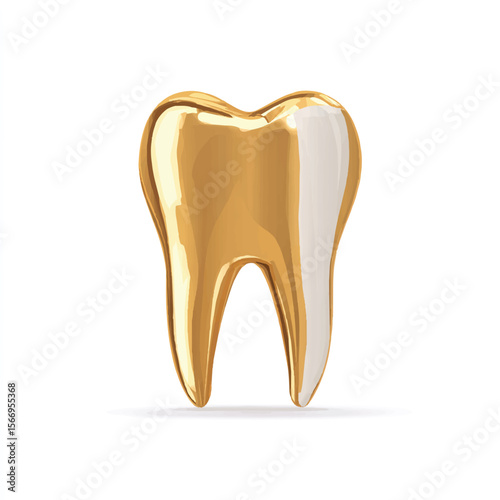 golden tooth isolated in White Background, golden tooth vector, Flat lay vector illustration