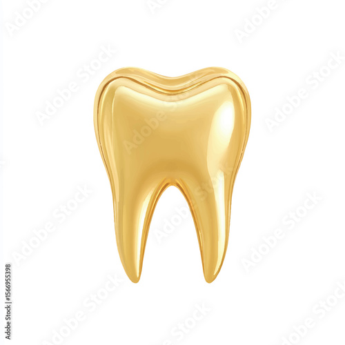 golden tooth isolated in White Background, golden tooth vector, Flat lay vector illustration