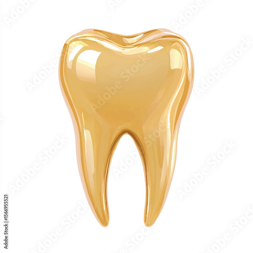 golden tooth isolated in White Background, golden tooth vector, Flat lay vector illustration