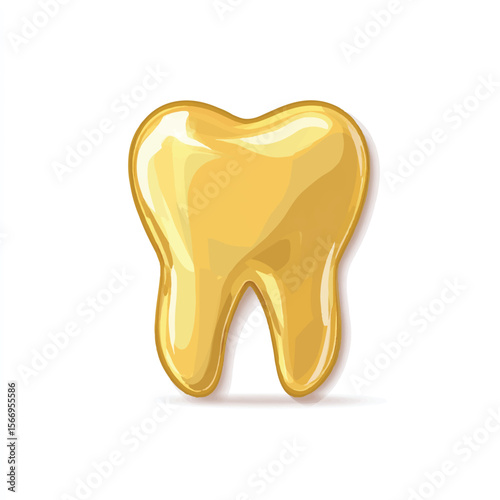 golden tooth isolated in White Background, golden tooth vector, Flat lay vector illustration