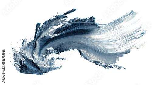 Abstract wave design in shades of blue and white, isolated on white background.