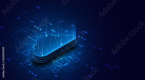 Abstract cloud technology circuit board. Large data center concept. modern cloud storage technology innovation concept background	
