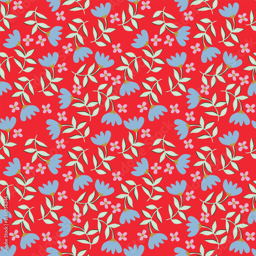 multicolor exotic hand drawn floral seamless pattern
