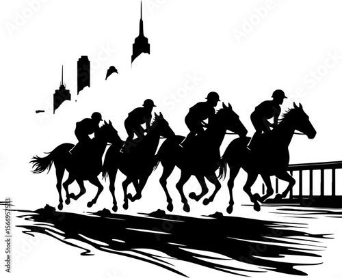 Horse Racing Jockeys Silhouette vector bundle