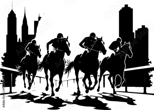 Horse Racing Jockeys Silhouette vector bundle