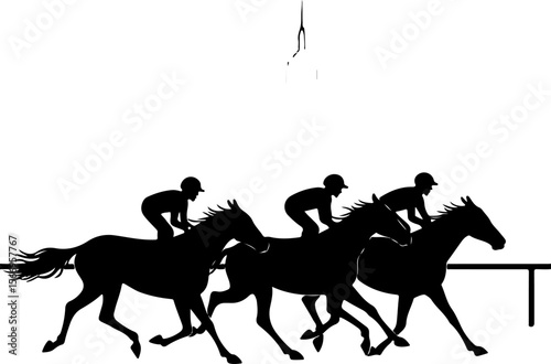 horses, riders, equestrian mountain city vector bundle
