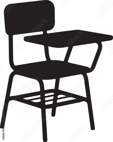 Black & White School Desk Chair Icon - Education & Learning