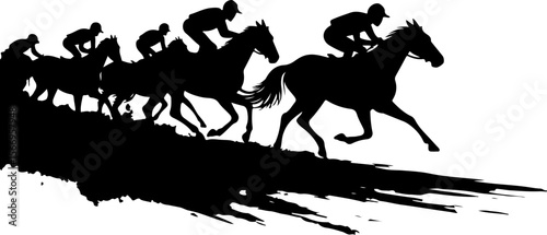 Horse Racing Jockeys Silhouette vector bundle