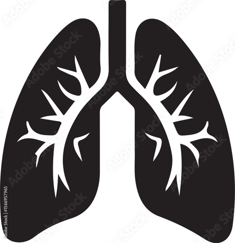 Human lung black silhouette vector