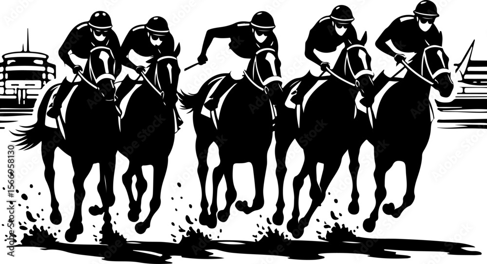 Fototapeta premium horses, riders, equestrian mountain city vector bundle