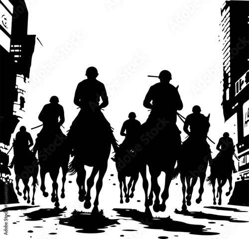 Horse Racing Jockeys Silhouette vector bundle