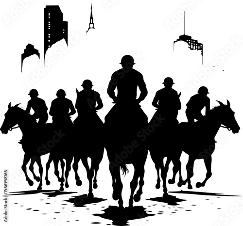 Horse Racing Jockeys Silhouette vector bundle