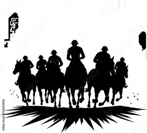 Horse Racing Jockeys Silhouette vector bundle