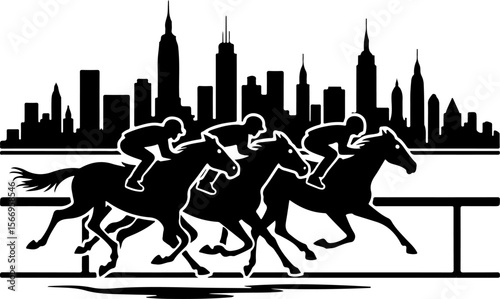 Horse Racing  Action Finish Line Silhouette vector bundle