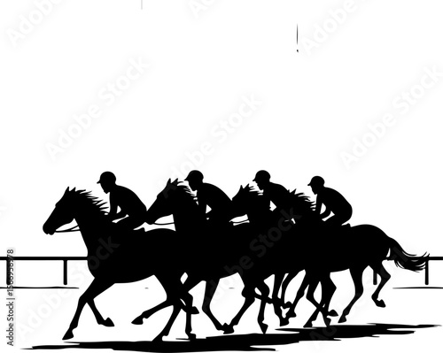 Horse Racing  Action Finish Line Silhouette vector bundle